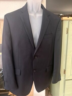 Men's black 100 wool Two-Button Blazer